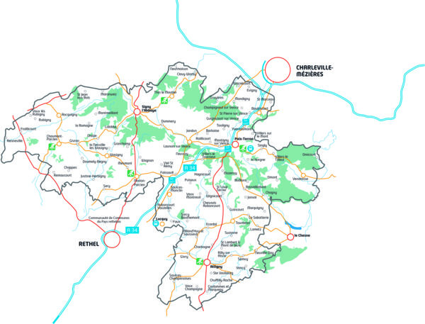 Carte du territoire des Crêtes Préardennaises